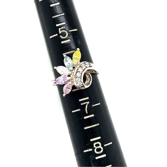 5-Marquis Cut Gems Sterling Silver 925 Ring - Picture 10 of 10